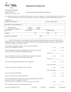 Standard Generic Application for Employment Template