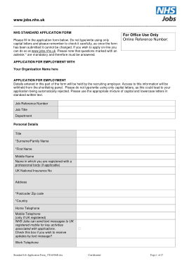 Standard Job Application Form Template