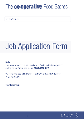 Store Employee Job Application Form Template