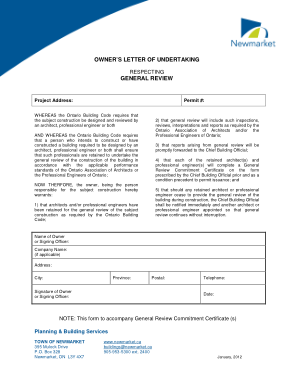 Owners Undertaking Letter Template