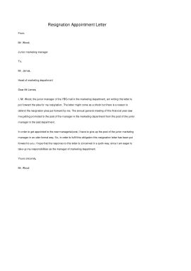 Resignation Appointment Letter Template