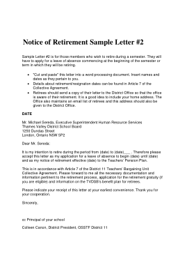 Free Download PDF Books, Retirement Notice Letter Template