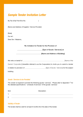 Free Download PDF Books, Tender Invitation Letter Template