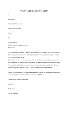 Vacation Leave Application Letter Template
