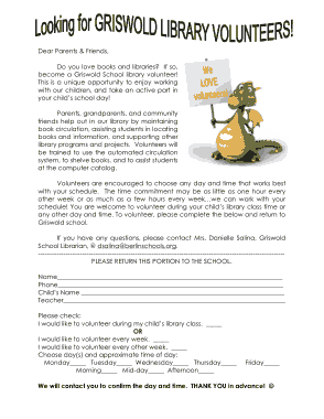 Free Download PDF Books, Volunteer Letter for Parents Template