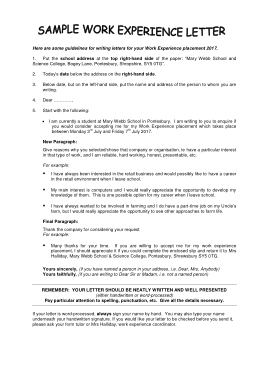 Work Experience Letter Template