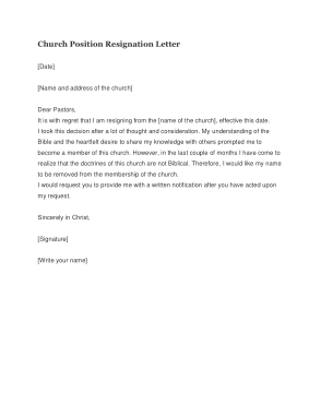 Church Position Resignation Letter Template