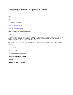 Company Auditor Resignation Letter Template