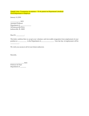 Confirming Employee Resignation Letter Template