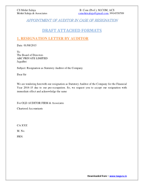 Draft Auditor Resignation Letter Template