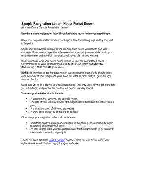 Job Resignation Notice Letter Template