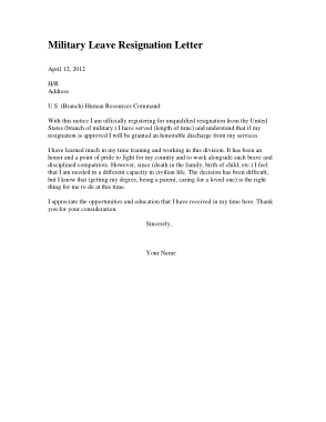 Military Leave Resignation Letter Template