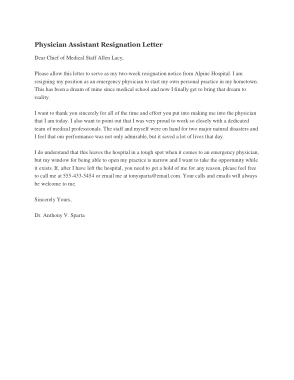 Physician Assistant Resignation Letter Template