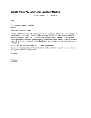 Business Meeting Thank You Letter Template