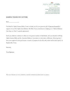 Donation Thank You Letter for Organization Sample Template