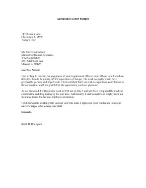 Sample Thank You Job Offer Acceptance Letter Template