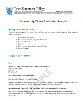 Scholarship Thank You Letter Sample Template