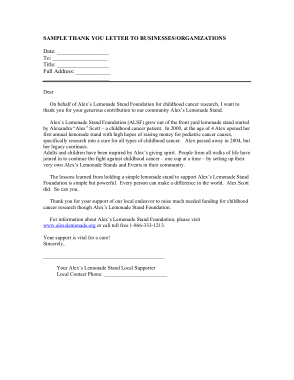 Thank You Letter to Business Organization Template