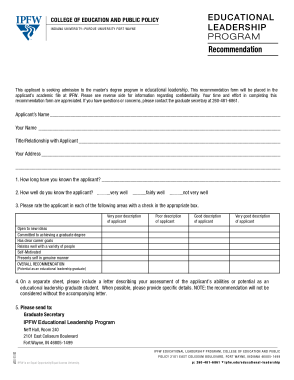 Education Leadership Recommendation Letter Template