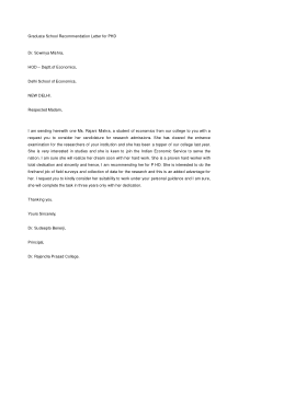 Graduate School Recommendation Letter for PHD Template
