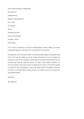 Letter of Recommendation for Undergraduate Template