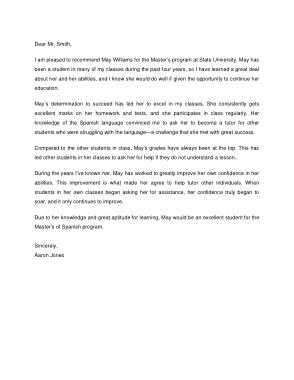Recommendation Letter for Graduate School Template