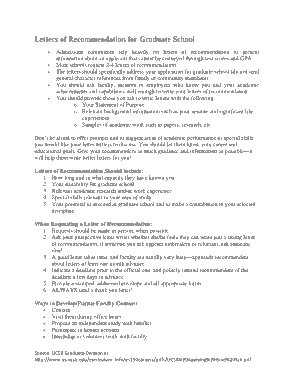 Steps for Letter of Recommendation for Graduate School Template