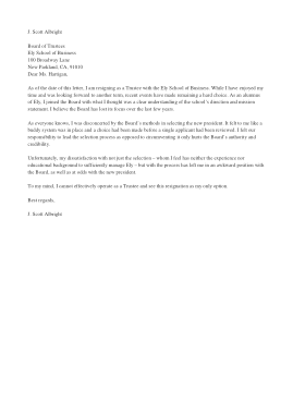 Business Trustee Resignation Letter Template