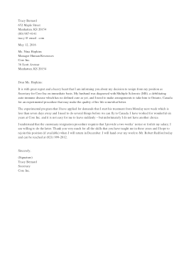 Immediate Resignation Letter for Personal Reasons Template