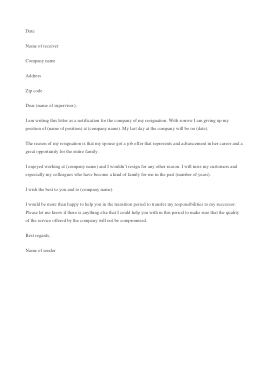 Official Resignation Letter to Supervisor Template