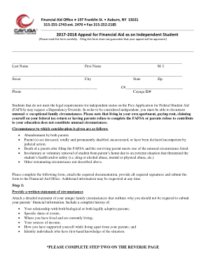 Financial Aid Independent Student Letter Template