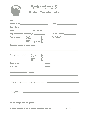 Request for Student Transfer Letter Template