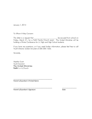 Student Absence Excuse Letter Template