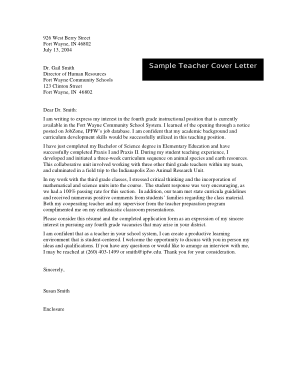 Student Teacher Cover Letter Template