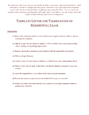 Sample Lease Termination Letter Template