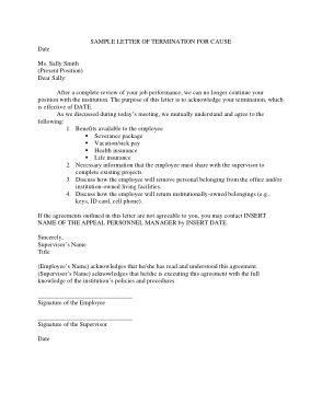 Termination Letter for Current Position Template