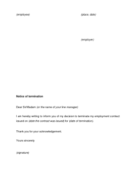 Termination Notice End of Contract Template