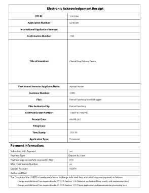 Electronic Payment Acknowledgement Receipt Form Template