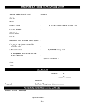 Fees Payment Receipt Example Form Template