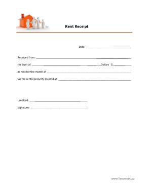 Monthly Rental Payment Receipt Form Template