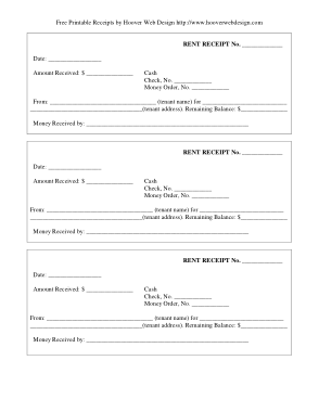 Printable Rent Payment Receipt Form Template