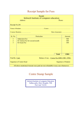 Student Fees Payment Receipt Form Template