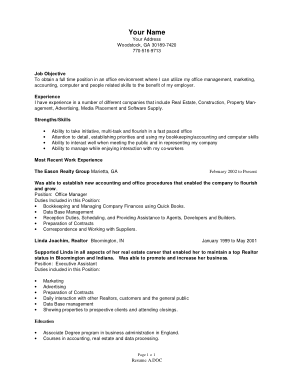 Property Management Accountant Resume Template