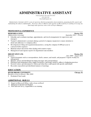 Executive Administrative Assistant Template