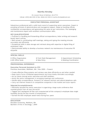 Personal Executive Assistant Template
