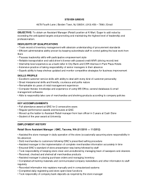 Assistant Manager Experience Manager Template