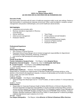 Example Clinical Nurse Manager Resume Template