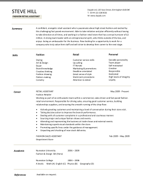 Fashion Retail Manager Template
