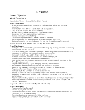 Front Office Manager Resume Sample Template
