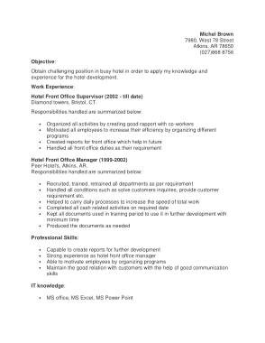 Front Office Manager Template